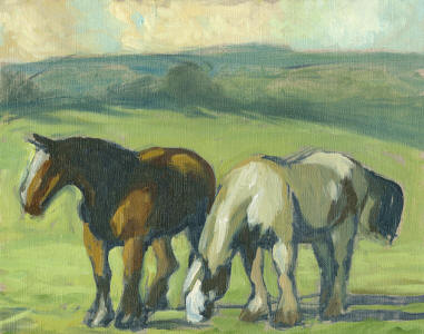 Two horses Friends, oil painting on canvas